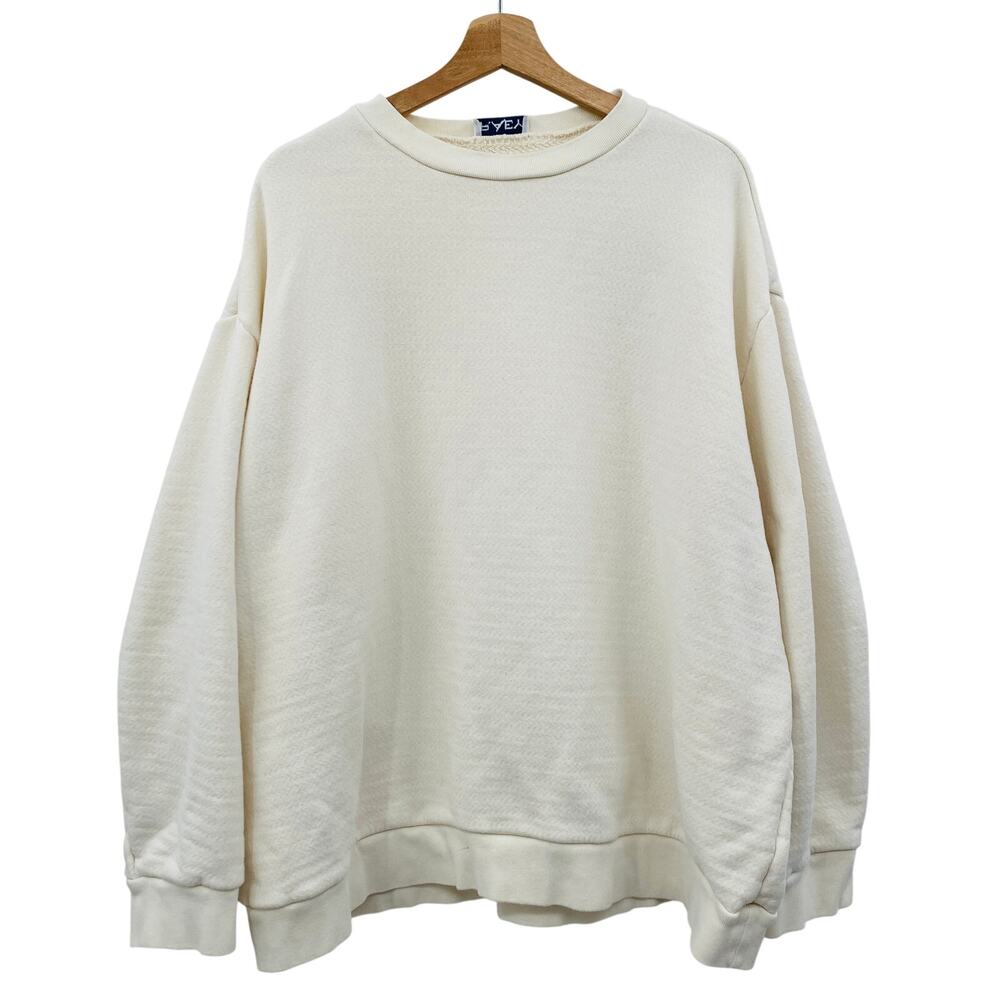 RAEY cream oversized crew neck japanese jersey sweatshirt